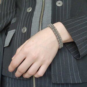 Silver gridlock byzantine medium chainmail bracelet